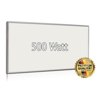 Heizprinz Infrarotheizung Glas weiß 500 Watt mit Rahmen 40  x 130 cm
