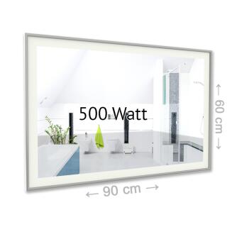 Heizprinz Infrarotheizung Spiegel 500 Watt mit LED Rahmen 60 x 90 cm