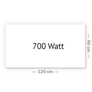 Heizprinz Infrarotheizung Glas weiß 700 Watt rahmenlos 60  x 120 cm