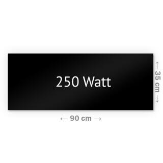 Heizprinz Infrarotheizung Glas schwarz 250 Watt rahmenlos 35 x 90 cm