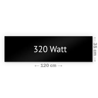 Heizprinz Infrarotheizung Glas schwarz 320 Watt rahmenlos 35 x120 cm