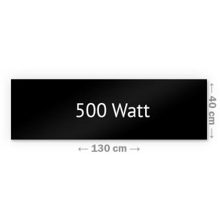 Heizprinz Infrarotheizung Glas schwarz 500 Watt rahmenlos 40  x 130 cm